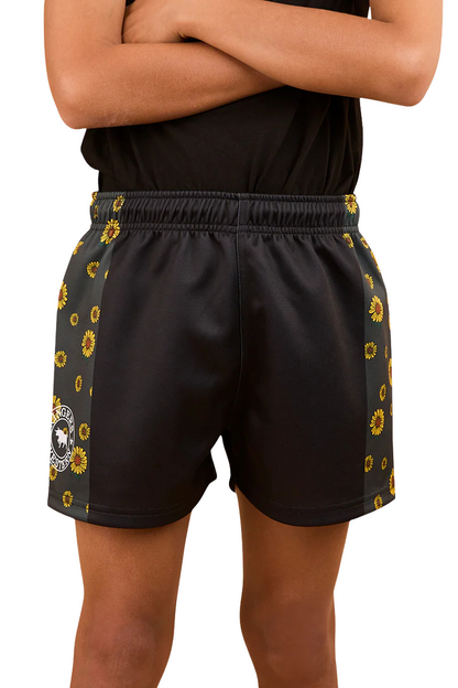 Sunflowers Kids Footy Shorts - Black/Multi