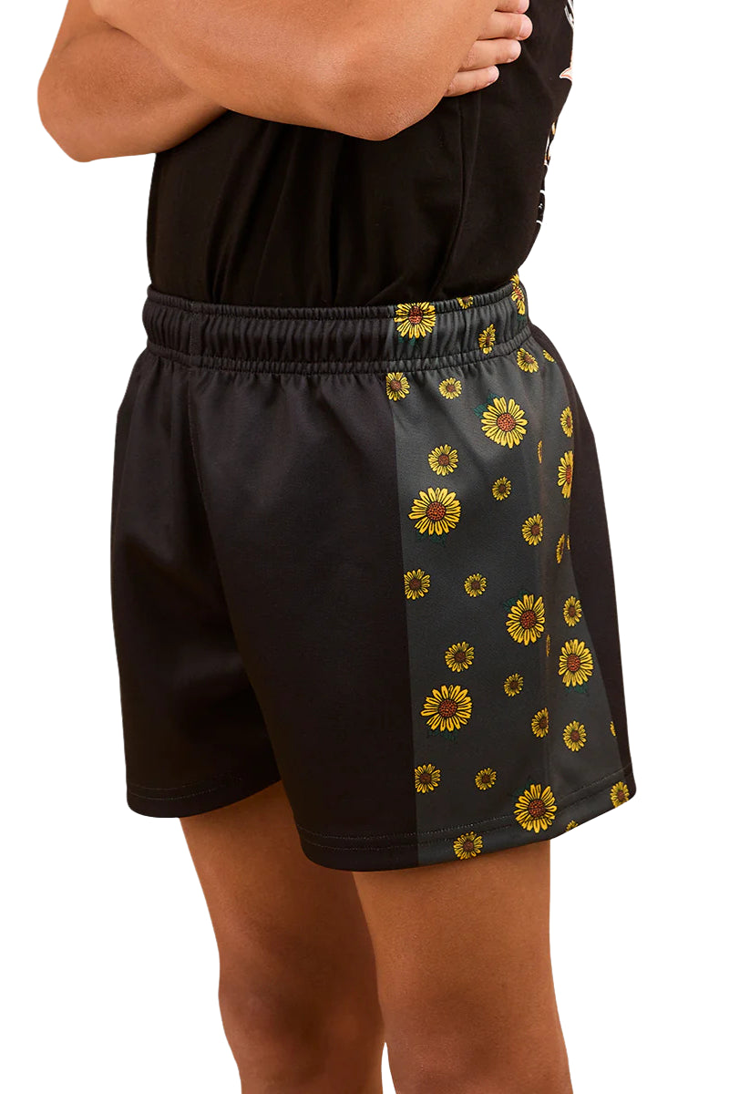 Sunflowers Kids Footy Shorts - Black/Multi