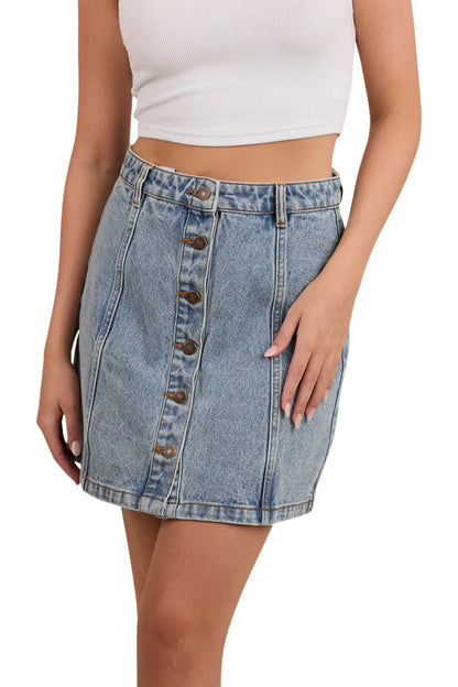 Johanna Womens Denim Skirt - Light Wash Blue