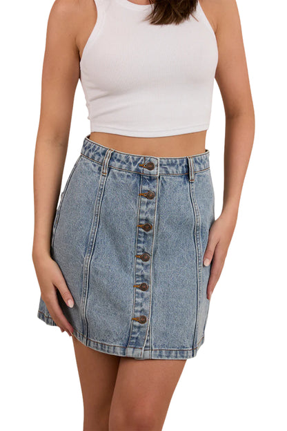 Johanna Womens Denim Skirt - Light Wash Blue