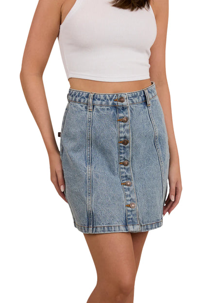 Johanna Womens Denim Skirt - Light Wash Blue