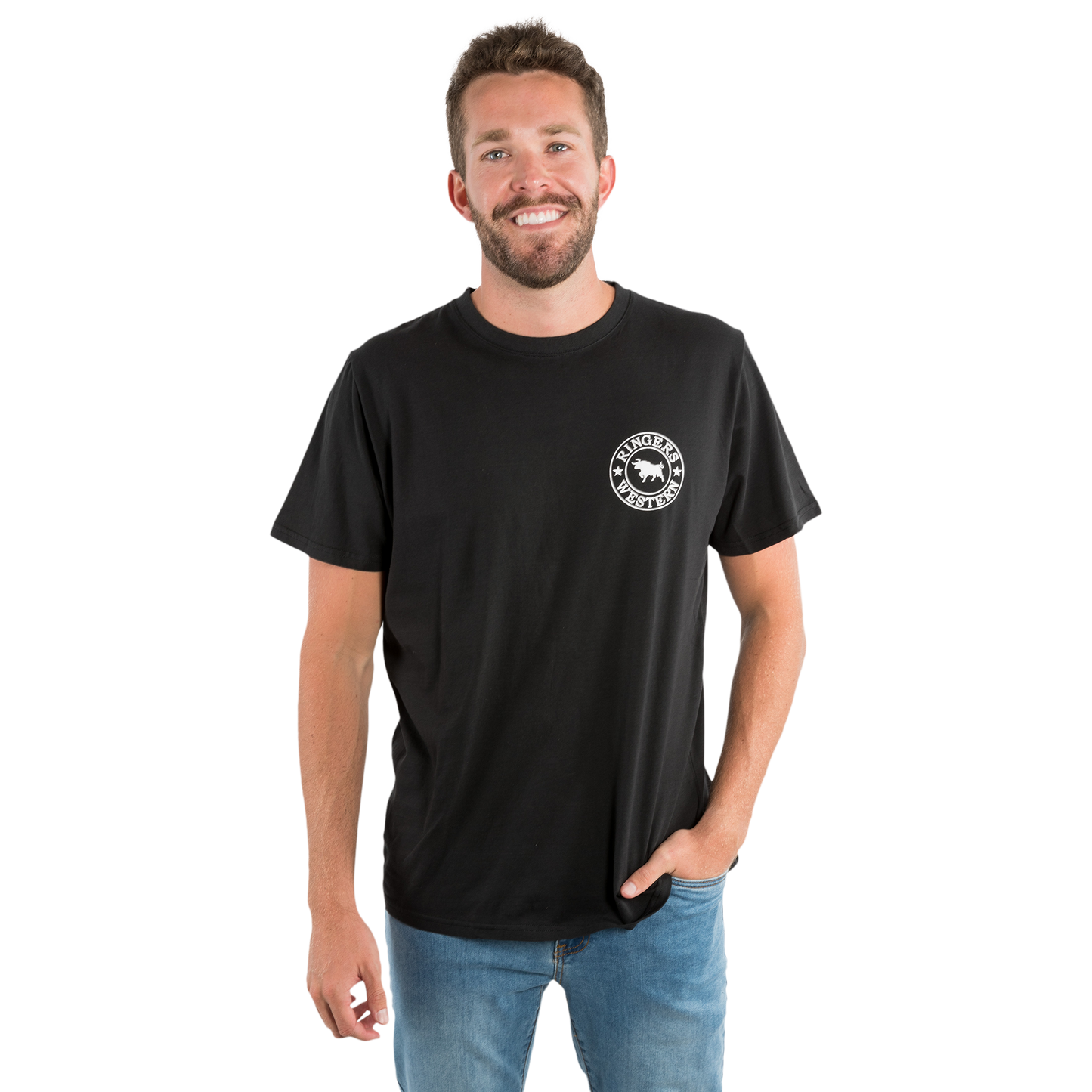 Signature Bull Mens Loose Fit T-Shirt - Black/White