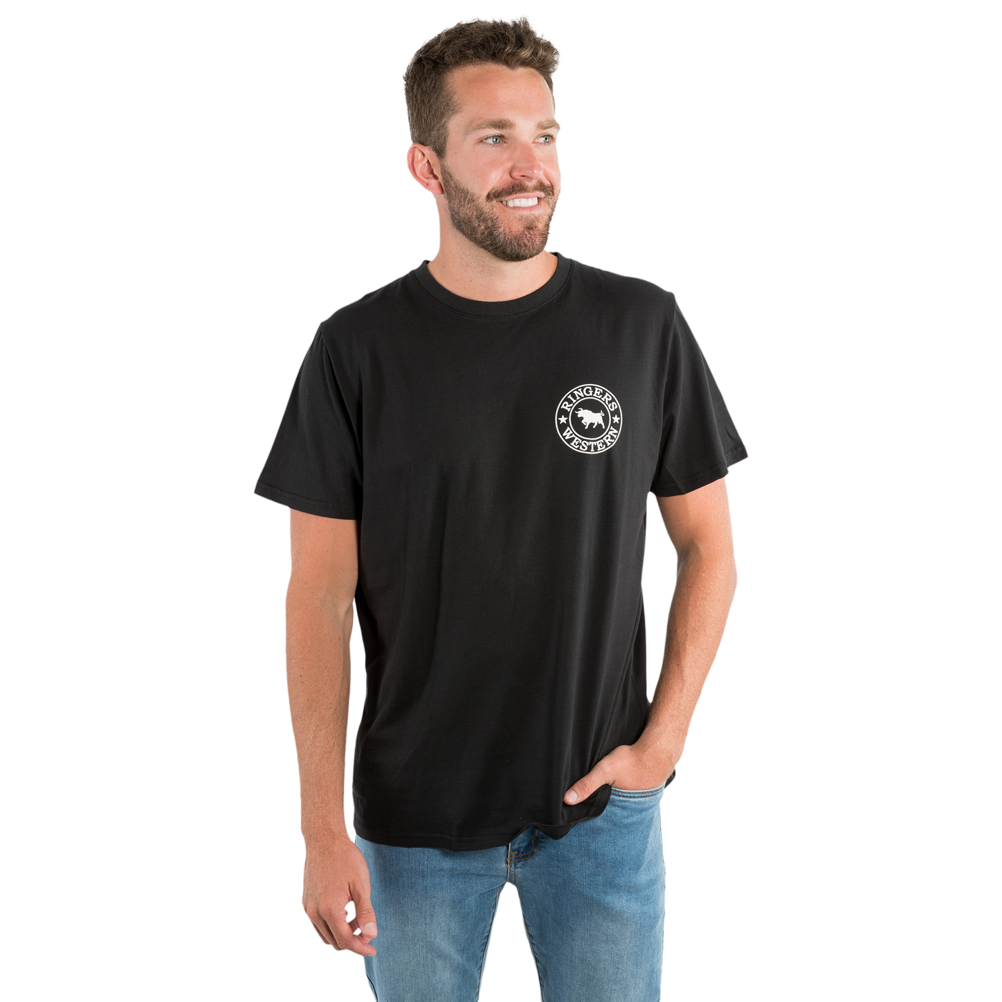 Signature Bull Mens Loose Fit T-Shirt - Black/White