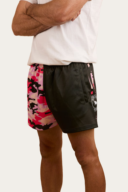 Camo Footy Shorts -Charcoal/Pink Camo
