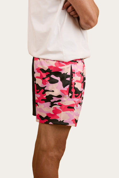 Camo Footy Shorts -Charcoal/Pink Camo