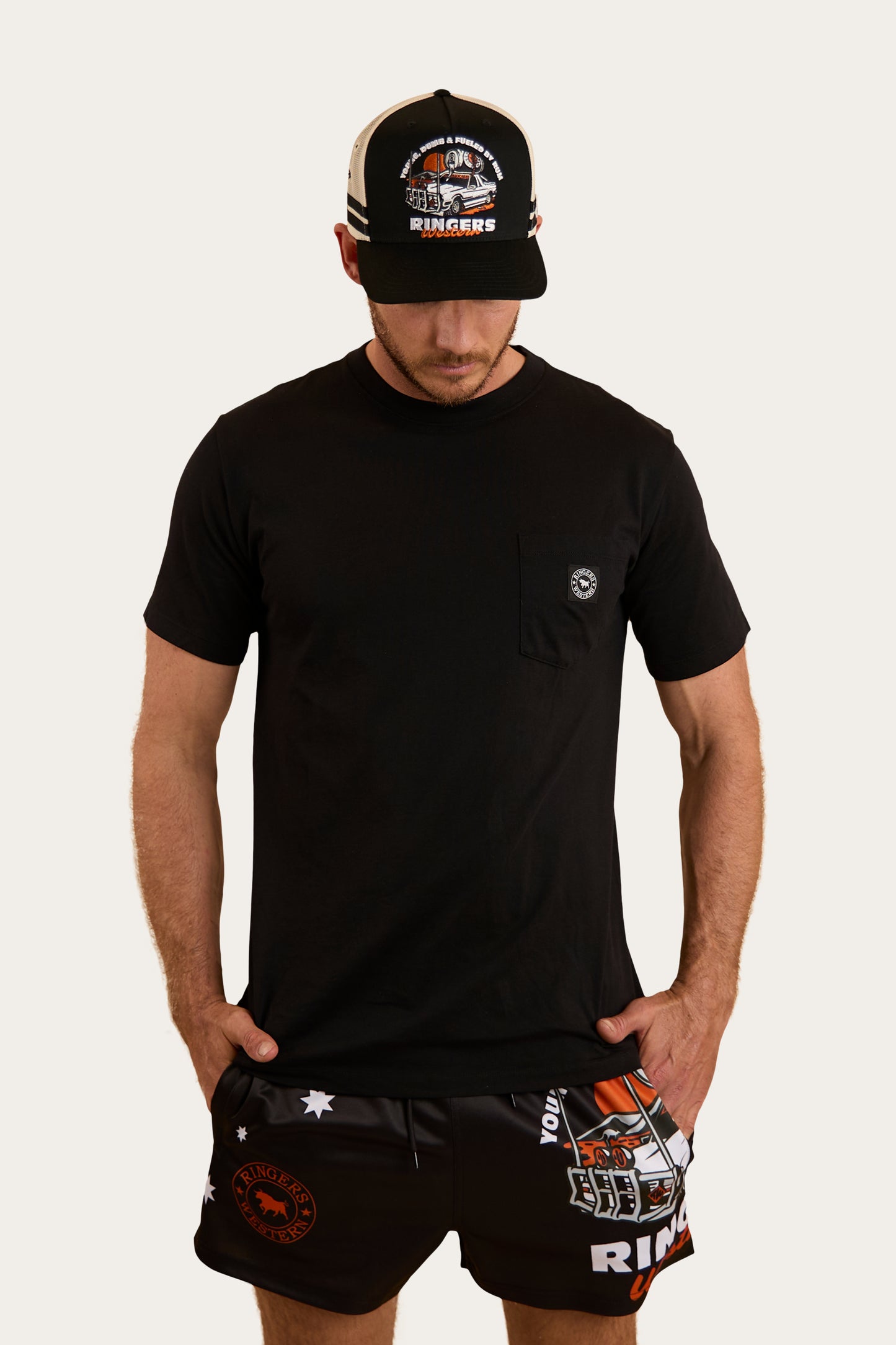 Young & Dumb Footy Shorts - Black/Orange