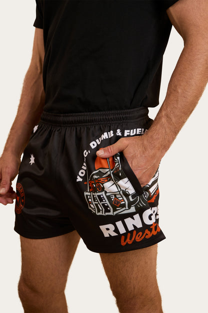 Young & Dumb Footy Shorts - Black/Orange