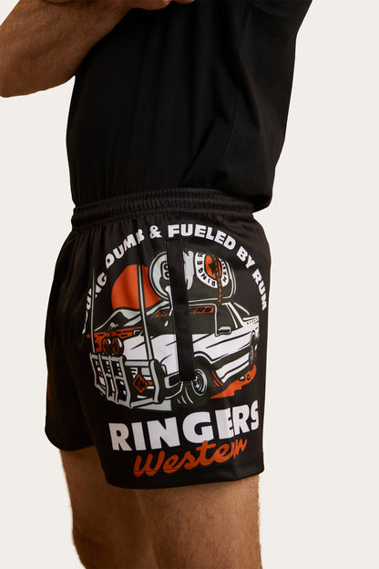 Young & Dumb Footy Shorts - Black/Orange