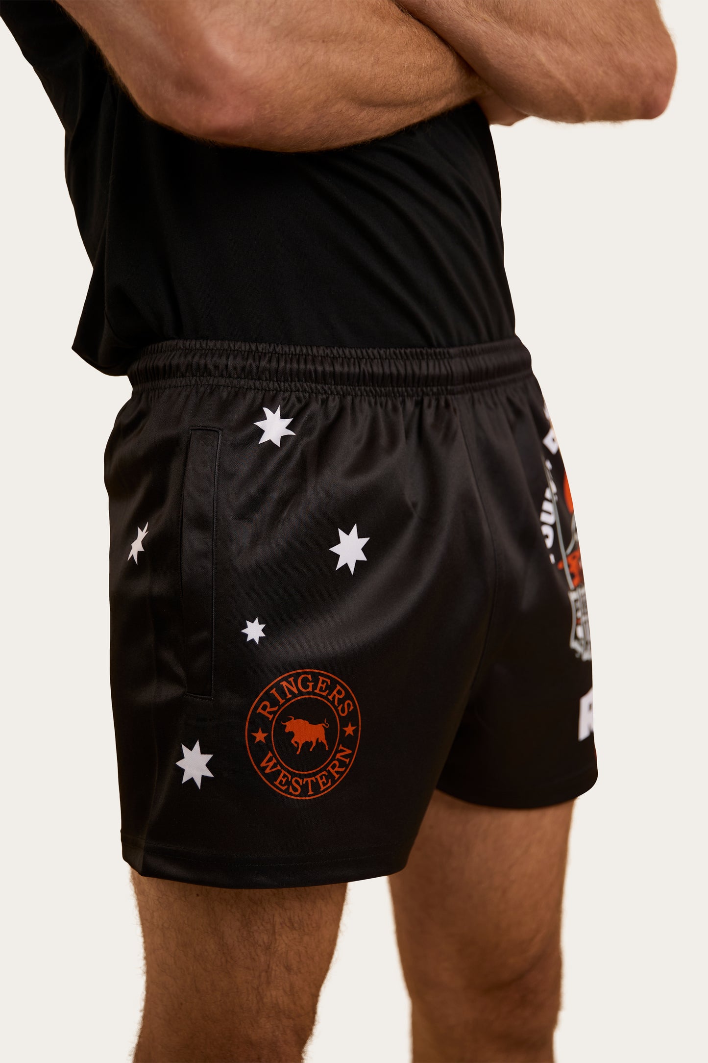 Young & Dumb Footy Shorts - Black/Orange