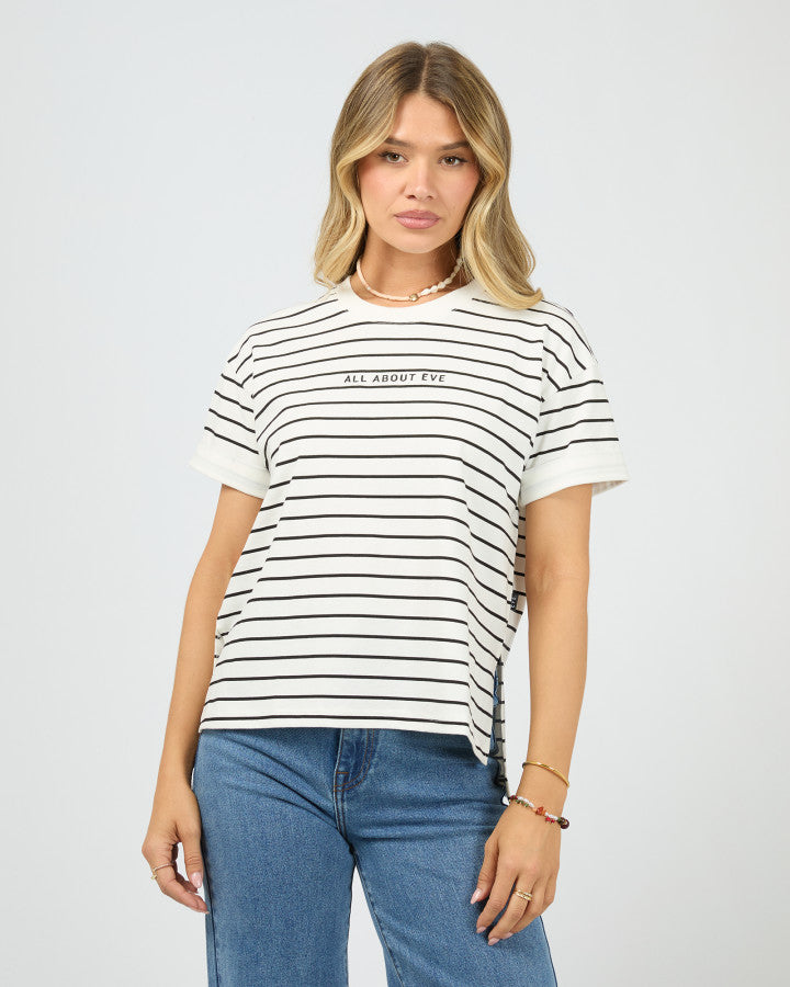 All About Eve Washed Stripe Tee - Black