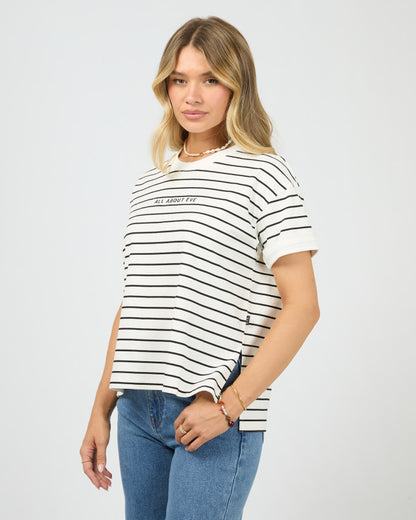 All About Eve Washed Stripe Tee - Black