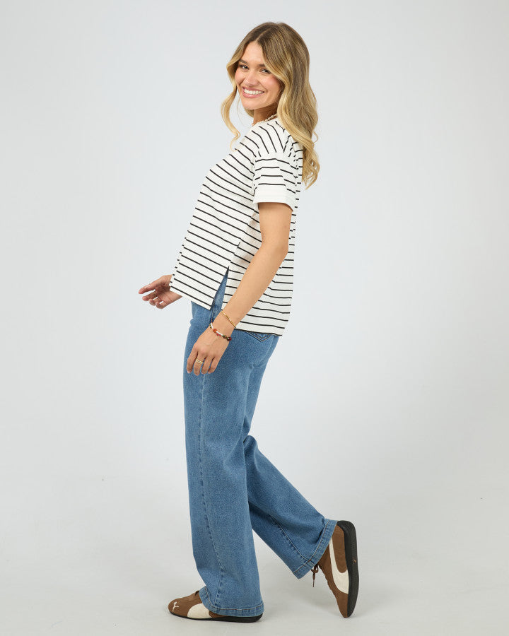 All About Eve Washed Stripe Tee - Black