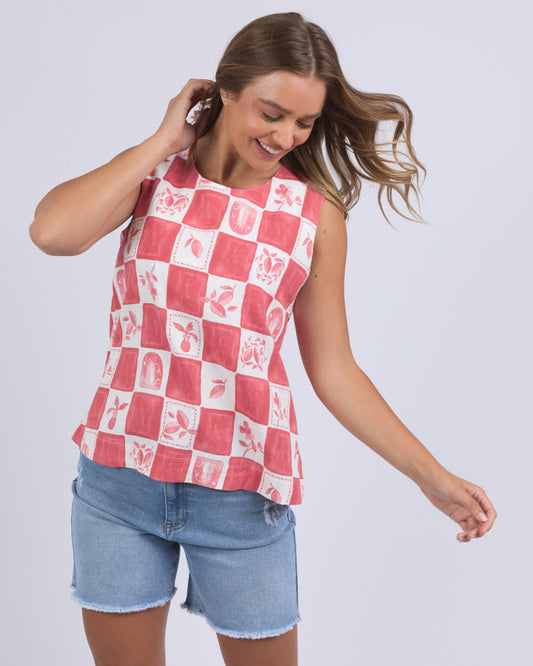 Biarittz Top - Crimson Print