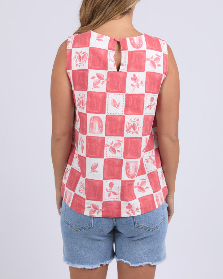 Biarittz Top - Crimson Print