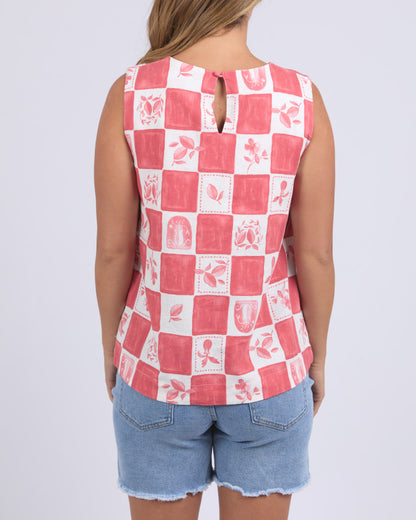 Biarittz Top - Crimson Print