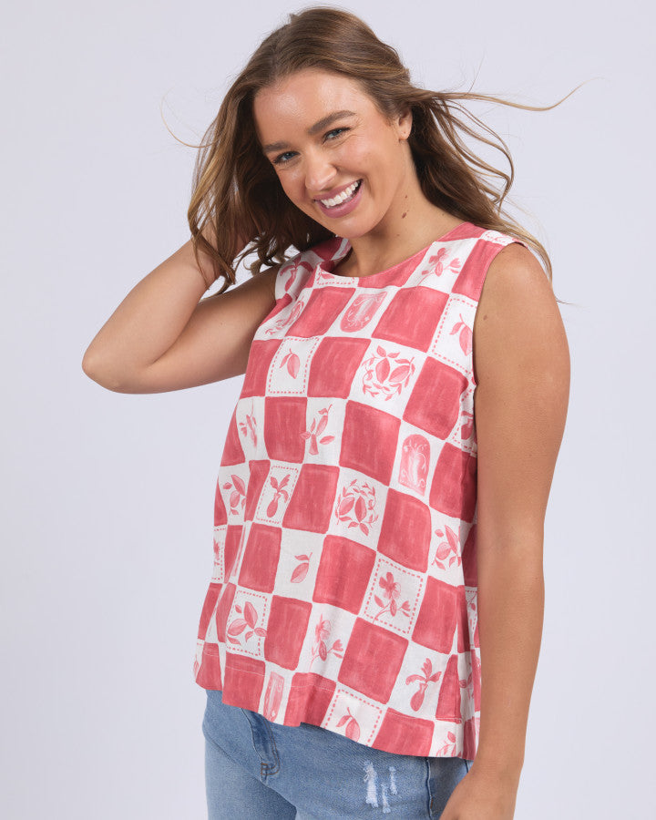 Biarittz Top - Crimson Print