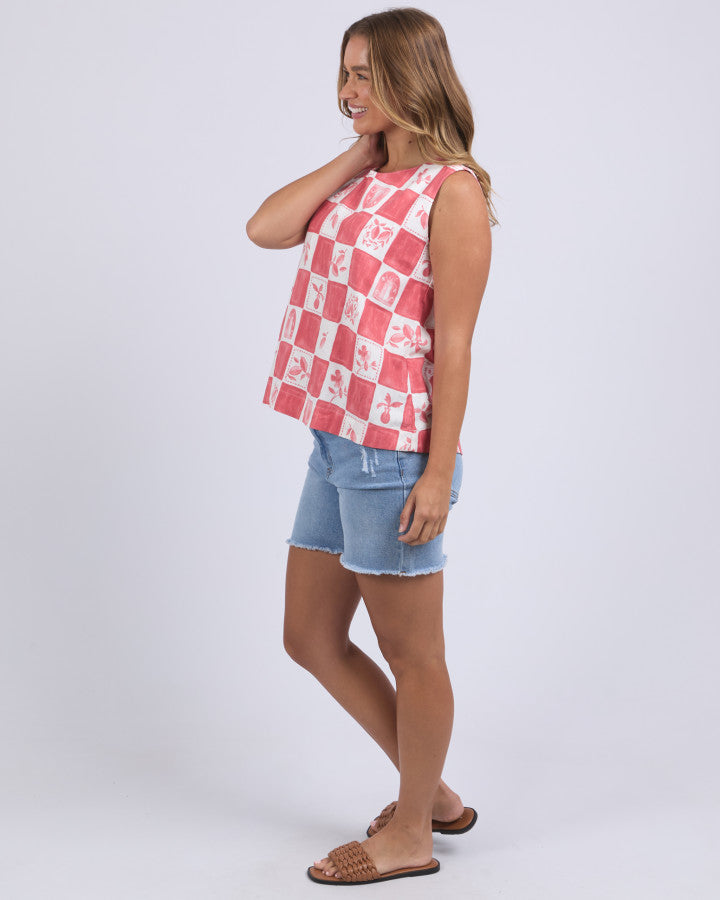 Biarittz Top - Crimson Print