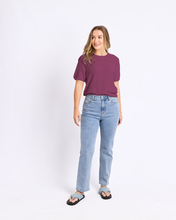 Foxwood Blair Short Sleeve Knit - Plum