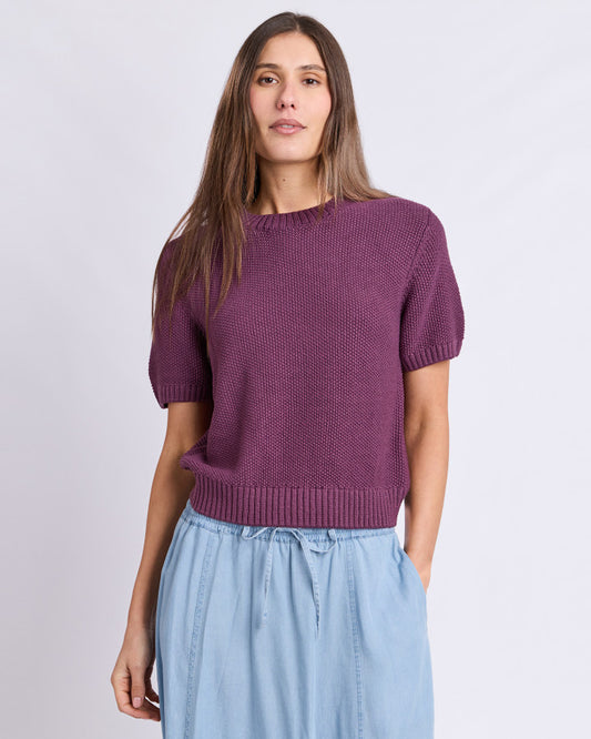 Foxwood Blair Short Sleeve Knit - Plum