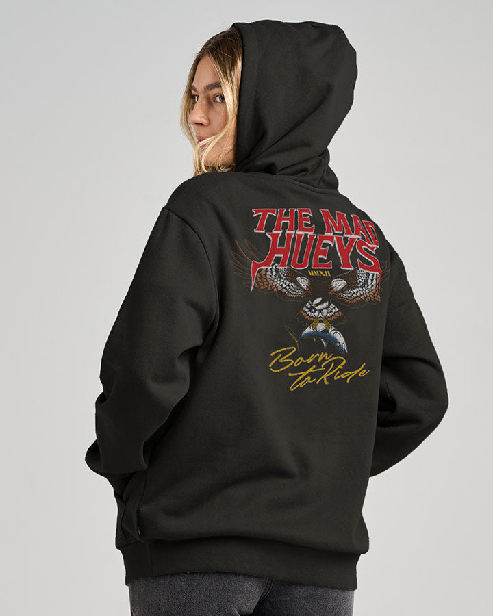 Born To Hueys | Womens Hooded Pullover - Black