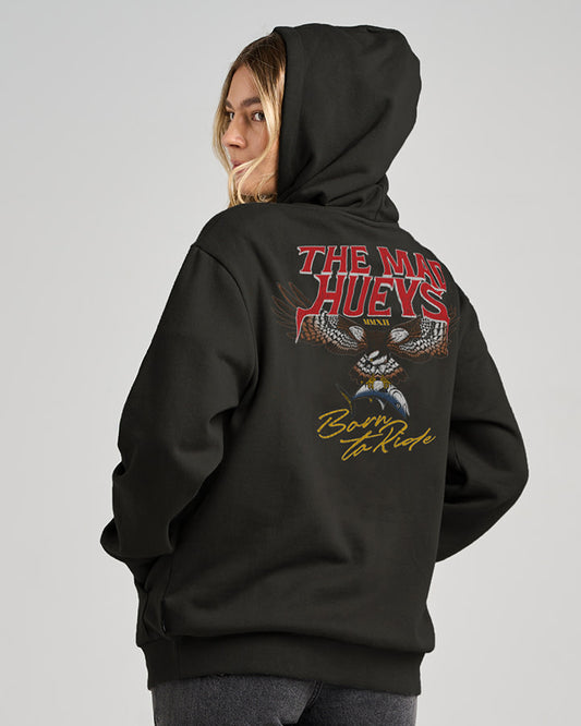 Born To Hueys | Womens Hooded Pullover - Black