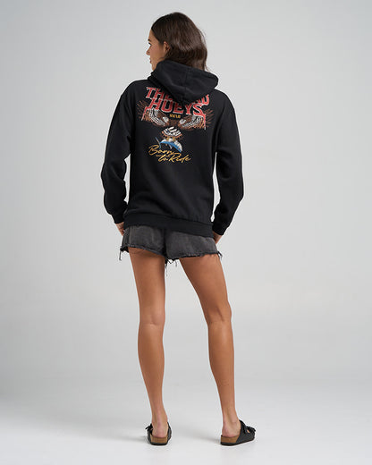 Born To Hueys | Womens Hooded Pullover - Black