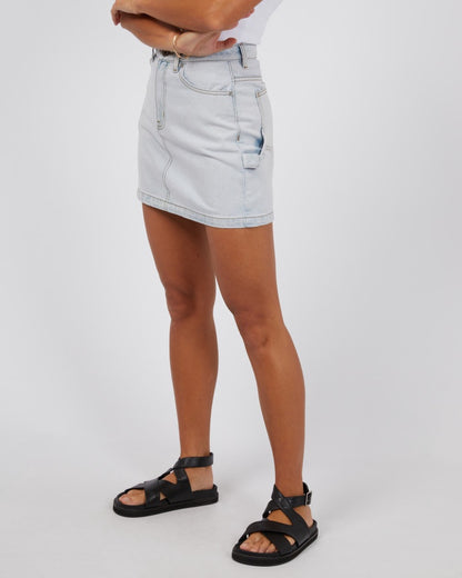Cargo Denim Skirt - Bleach