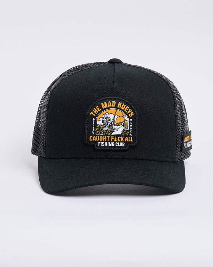 Caught Fk All Island Twill Trucker Cap - Black