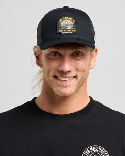 Caught Fk All Island Twill Trucker Cap - Black