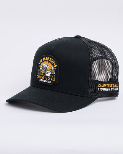 Caught Fk All Island Twill Trucker Cap - Black