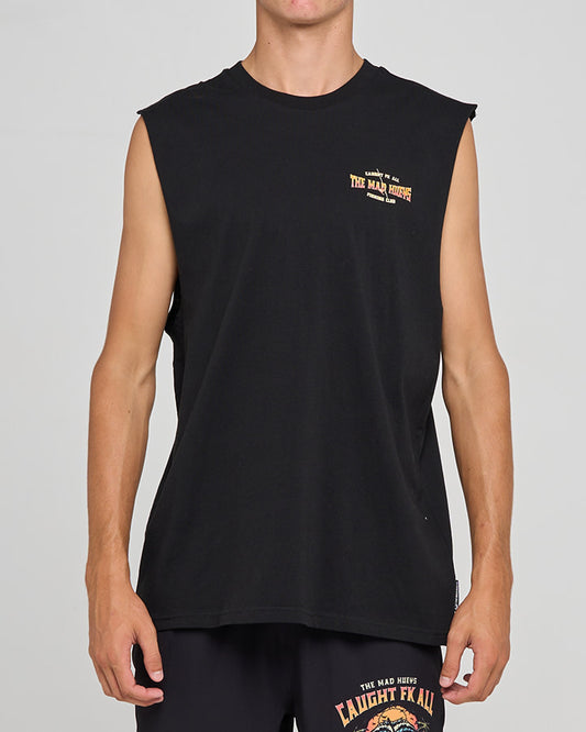 Caught Fk All Skull Muscle - Black