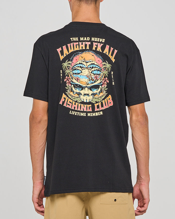 The Mad Hueys Caught Fk All Skull Tee - Black