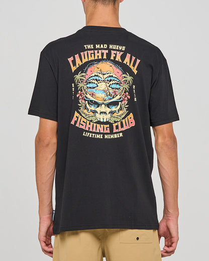 The Mad Hueys Caught Fk All Skull Tee - Black