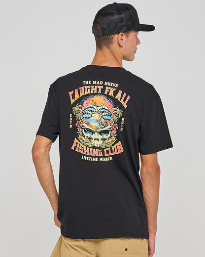 The Mad Hueys Caught Fk All Skull Tee - Black