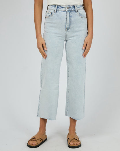 High Rise Wide Leg Denim Jeans - Bleach