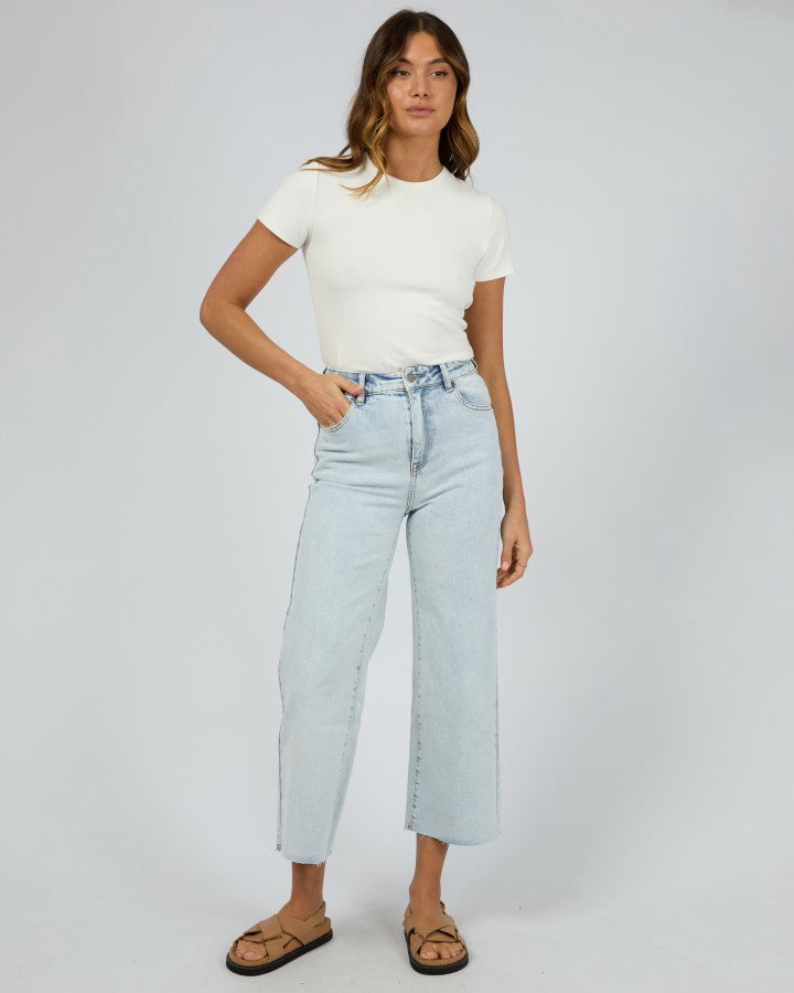 High Rise Wide Leg Denim Jeans - Bleach