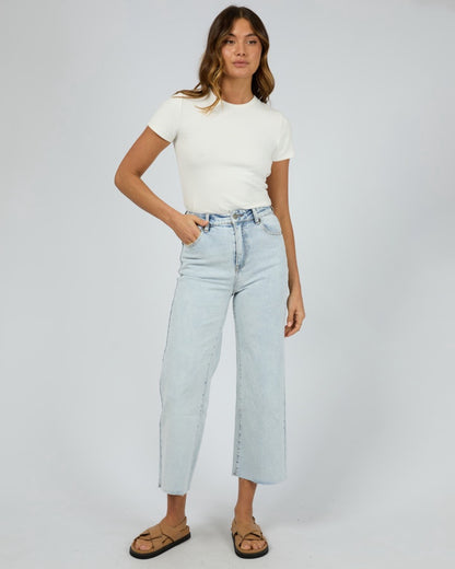 High Rise Wide Leg Denim Jeans - Bleach