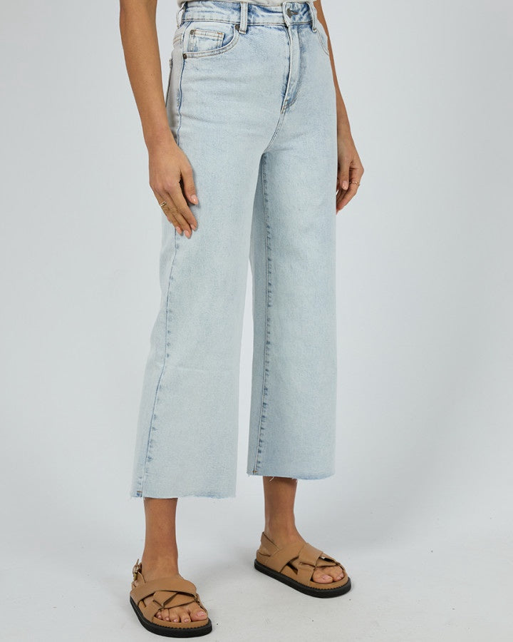 High Rise Wide Leg Denim Jeans - Bleach