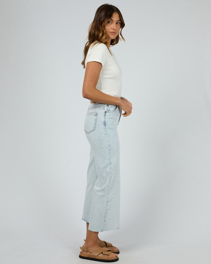 High Rise Wide Leg Denim Jeans - Bleach