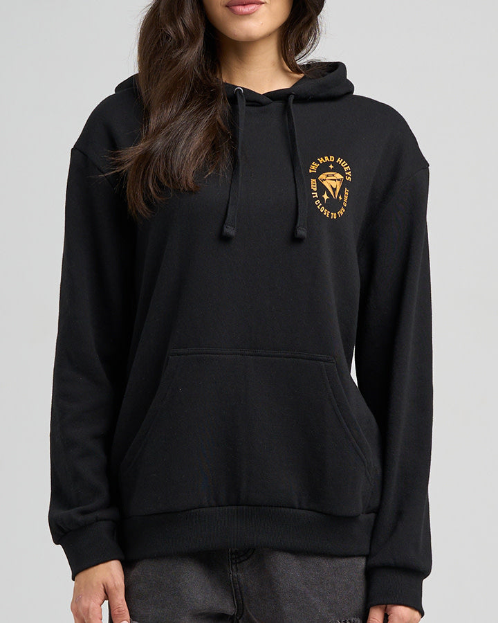 Close Chest | Womens Hooded Pullover - Black