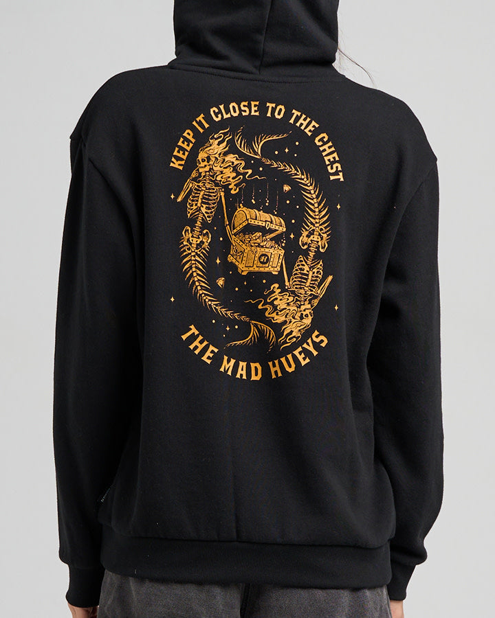 Close Chest | Womens Hooded Pullover - Black