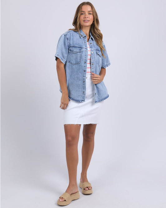 Daisy Short Sleeve Shirt - Light Blue