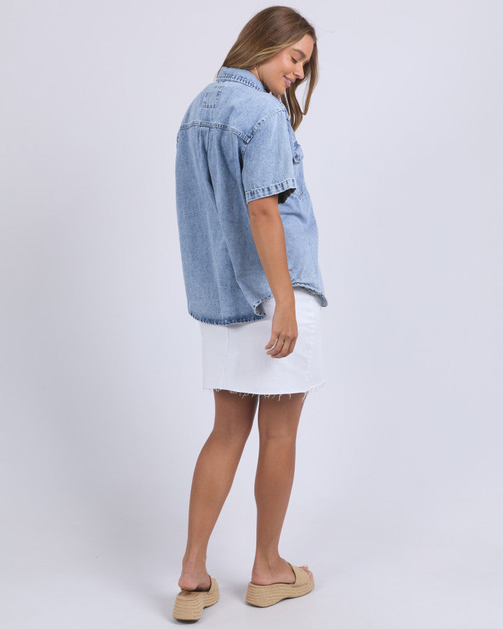 Daisy Short Sleeve Shirt - Light Blue