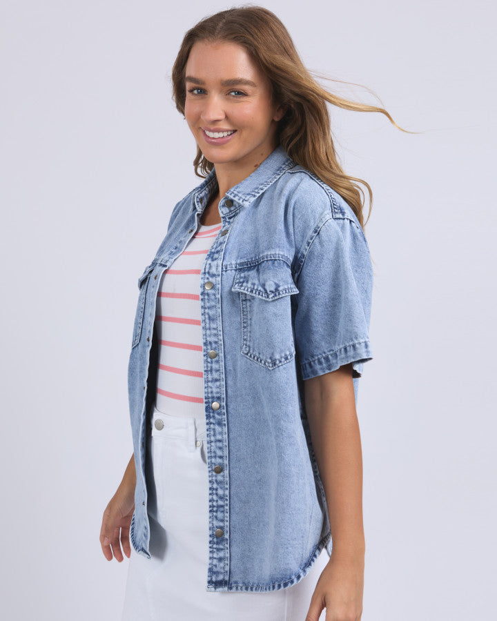 Daisy Short Sleeve Shirt - Light Blue