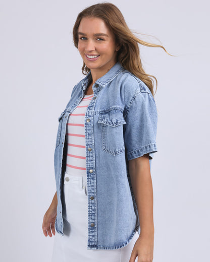 Daisy Short Sleeve Shirt - Light Blue