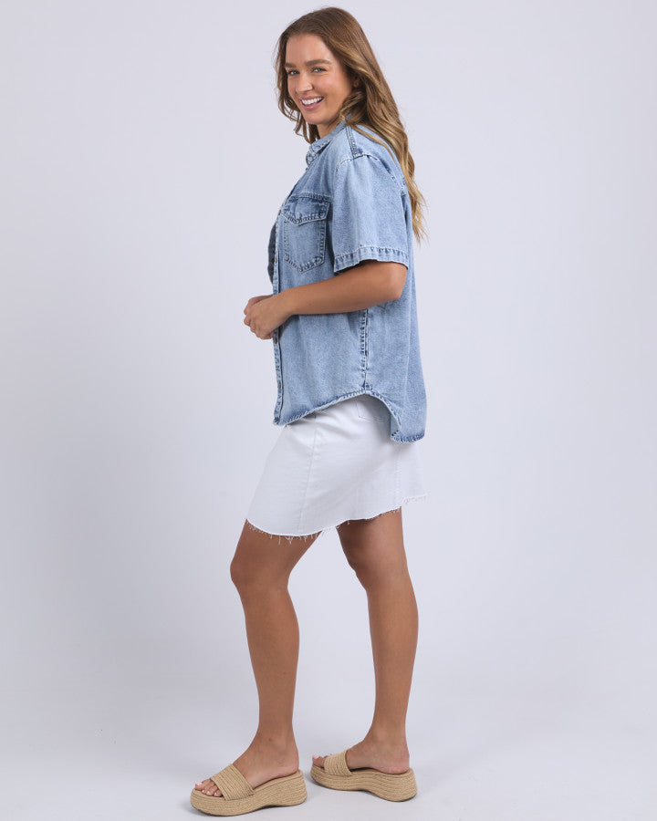Daisy Short Sleeve Shirt - Light Blue