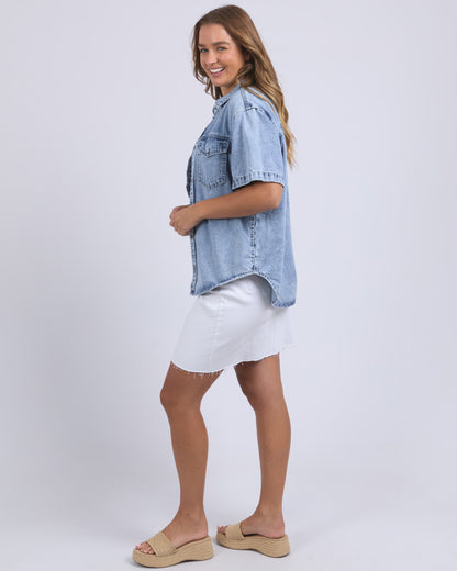 Daisy Short Sleeve Shirt - Light Blue