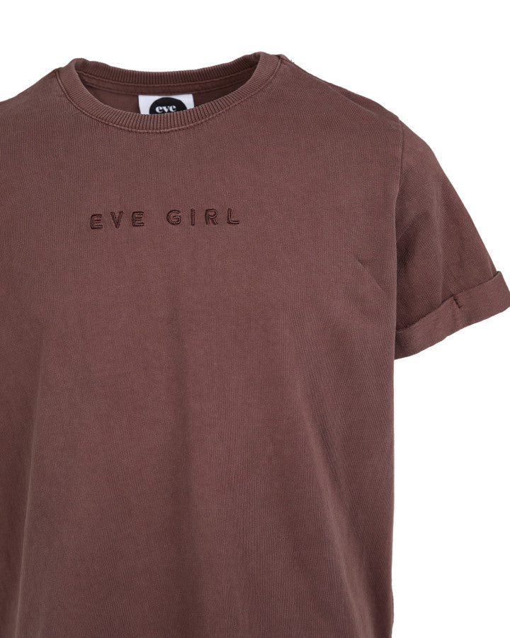 Eve Girl Washed Tee - Brown