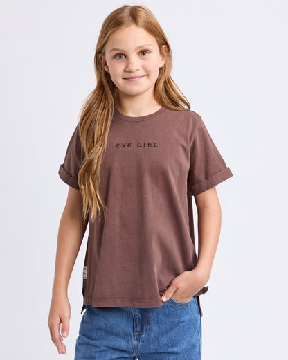 Eve Girl Washed Tee - Brown