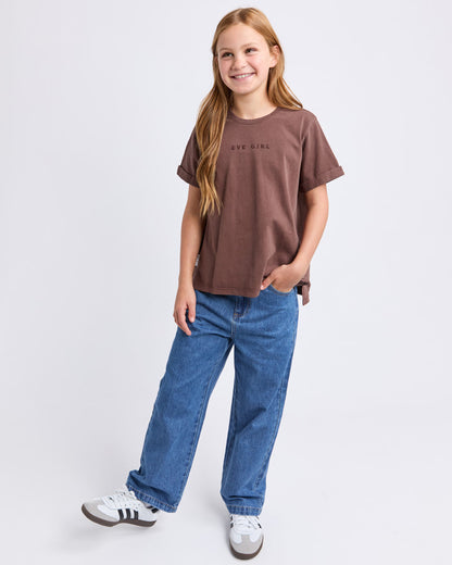 Eve Girl Washed Tee - Brown
